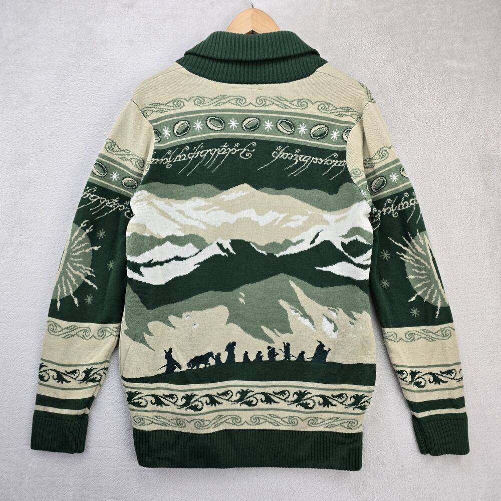 Hot Topic Lord of the Rings Cardigan Mens Sm Green Fellowship Shawl Sweater LOTR - Picture 8 of 10